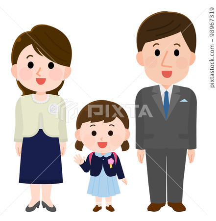 A smiling couple and a girl in formal clothes Illustration for entrance ceremony and graduation ceremony 98967319