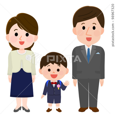 A smiling couple and a boy in formal clothes Illustration for entrance ceremony and graduation ceremony A smiling couple and a boy in formal clothes Illustration for entrance ceremony and graduation ceremony 98967320
