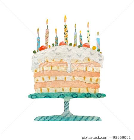 Cake sweet food candle happy birthday watercolor Cake sweet food candle happy birthday watercolor 98969091
