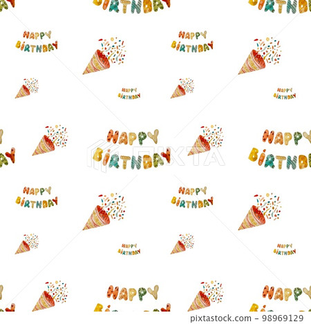 Happy birthday cute colorful pattern a watercolor Happy birthday cute colorful pattern a watercolor 98969129