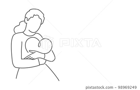 Woman embraces a big heart with love. 98969249