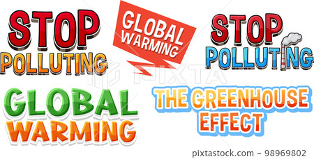 Set of global warming banner sign Set of global warming banner sign 98969802