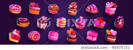 Cartoon set of desserts isolated on background 98970181
