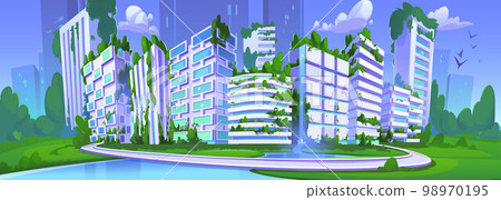 Futuristic smart city with eco buildings Futuristic smart city with eco buildings 98970195