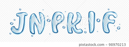 Water type font, liquid letters set 98970213