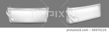 Set of white makeup bags with zipper for cosmetics 98970228