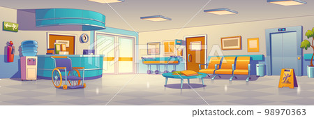 Hospital or medical clinic hall interior 98970363