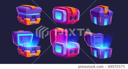Game futuristic boxes, future technology chests 98970375