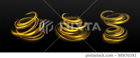 Gold light swirls with glitter and shine Gold light swirls with glitter and shine 98970391