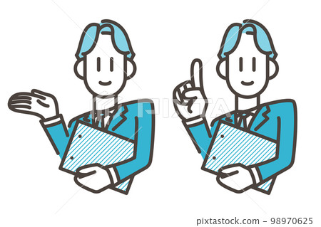 A male business person who guides, introduces, and proposes [vector illustration material] 98970625