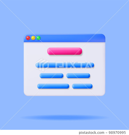 3D Browser Window with Web Page 3D Browser Window with Web Page 98970995