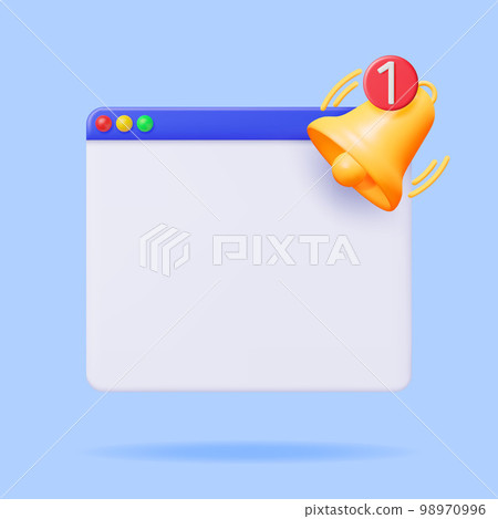 3D Notification Popup with Bell Icon. 98970996