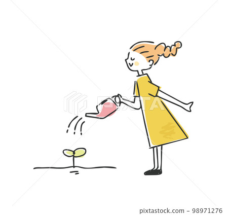 女孩澆水成長未來形象 女孩澆水成長未來形象 98971276