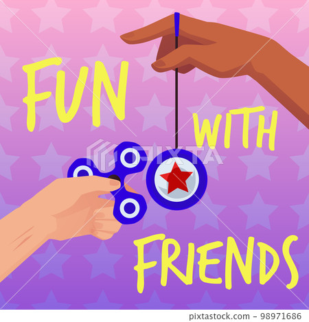 Hand games fun and leisure with friends banner or poster vector illustration. Hand games fun and leisure with friends banner or poster vector illustration. 98971686