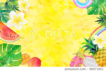 Tropical background material watercolor illustration Tropical background material watercolor illustration 98971801