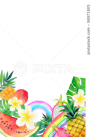 熱帶背景素材水彩插圖 98971805