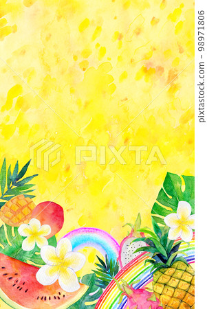 熱帶背景素材水彩插圖 98971806