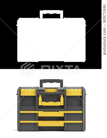 Large professionsl tools case front view 3d render on white with alpha 98971846