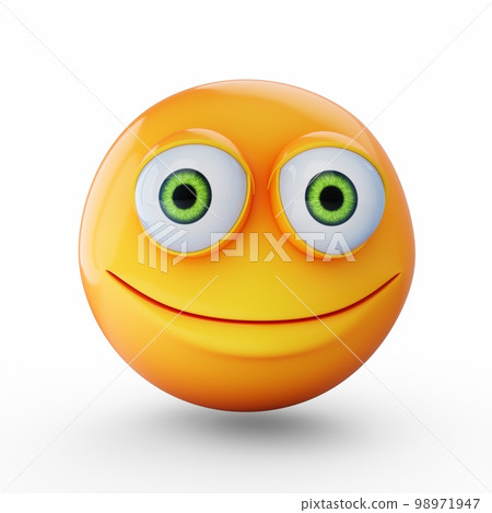 3D Rendering happy emoji isolated on white background 3D Rendering happy emoji isolated on white background 98971947