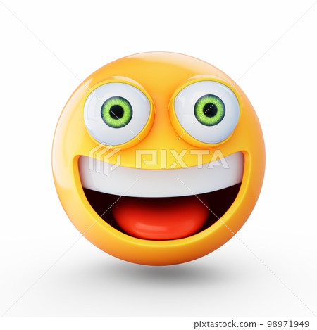 3D Rendering happy emoji isolated on white background 3D Rendering happy emoji isolated on white background 98971949