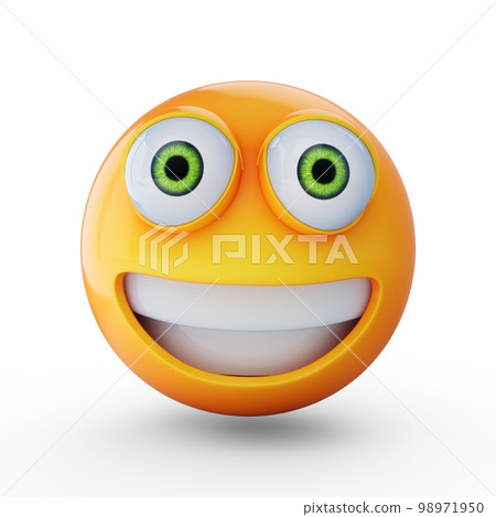 3D Rendering happy emoji isolated on white background 3D Rendering happy emoji isolated on white background 98971950