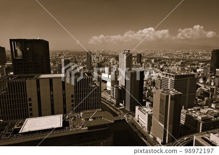 Monochrome cityscape of Nakanoshima, Osaka Monochrome cityscape of Nakanoshima, Osaka 98972197