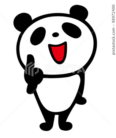 Cute simple panda pose with index finger 98972400
