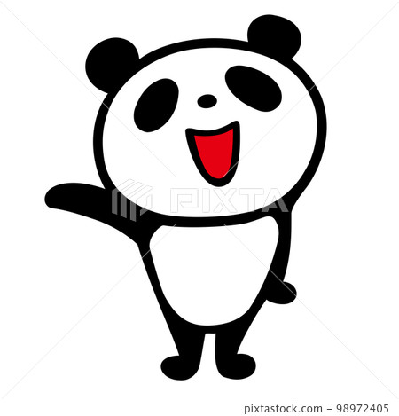 Cute simple panda Guidance explanation pose with right hand 98972405