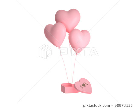 3d rendering heart gift box and valentines day elements 3d rendering heart gift box and valentines day elements 98973135