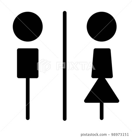Toilet sign vector with man and woman restroom symbol in a glyph pictogram illustration Toilet sign vector with man and woman restroom symbol in a glyph pictogram illustration 98973151