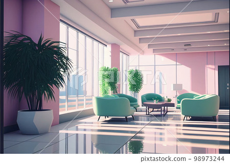 機場休息室的建築透視柔和的彩色 AI 圖像 98973244