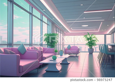 機場休息室的建築透視柔和的彩色 AI 圖像 98973247