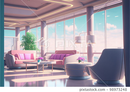 機場休息室的建築透視柔和的彩色 AI 圖像 98973248