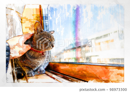 素描 風格 貓 貓 貓 kijitora 灰色 女 女 母貓 母貓 健康 漂亮 癒合 98973300