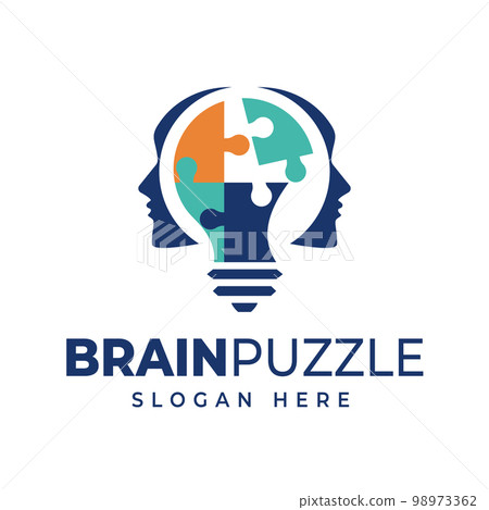 Illustration puzzle logo brain intelligence symbol of two different faces.template design,symbol,icon Illustration puzzle logo brain intelligence symbol of two different faces.template design,symbol,icon 98973362