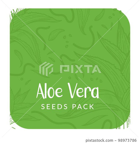 Seeds pack of aloe vera for growing, label vector 98973786