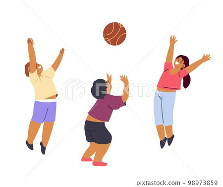 Kids playing with basketball ball, leisure time 98973859