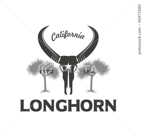 Vintage Retro Texas Longhorn Cow , Western Country Country Cow Farm Label Logo Design. Cool design vector symbol 98973980