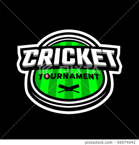 Cricket tournament. Sport logo emblem on a dark background. Vector illustration. 98974042