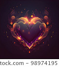romantic background for valentine's day with heart, magic light and bokeh. AI Generated 98974195