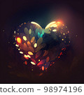 romantic background for valentine's day with heart, magic light and bokeh. AI Generated 98974196
