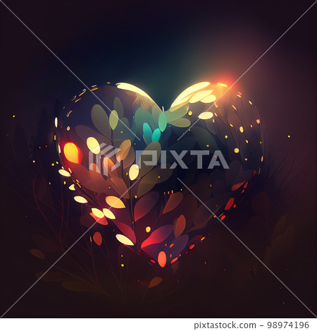 romantic background for valentine's day with heart, magic light and bokeh. AI Generated romantic background for valentine's day with heart, magic light and bokeh. AI Generated 98974196