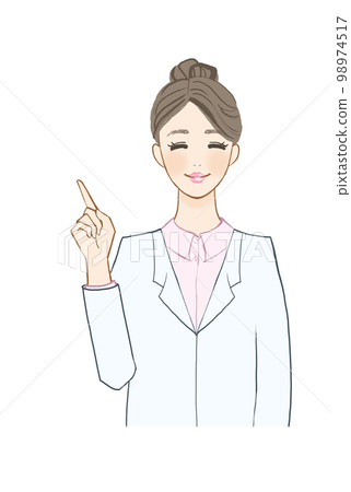 一位女士帶著醫學微笑解釋 98974517