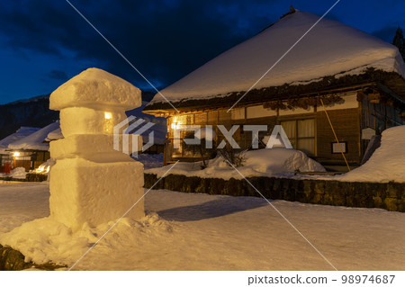 Snowy Ouchi-juku Snow Festival Townscape with Snow Lanterns Shimogo Town, Fukushima Prefecture Snowy Ouchi-juku Snow Festival Townscape with Snow Lanterns Shimogo Town, Fukushima Prefecture 98974687