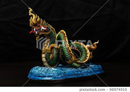 King of naga, naka  Thailand dragon or serpent king in the dark 98974910