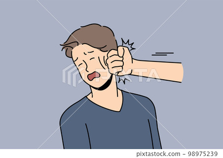 Hand punching man in face Hand punching man in face 98975239