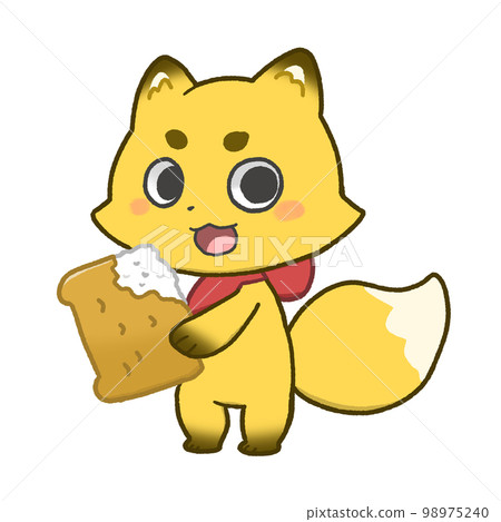 Fox eating Inari sushi Fox eating Inari sushi 98975240