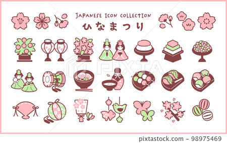 Hinamatsuri line icon set 98975469