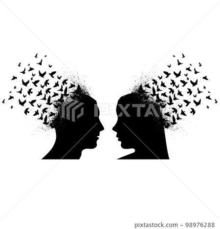 People head speaking birds People head speaking birds 98976288