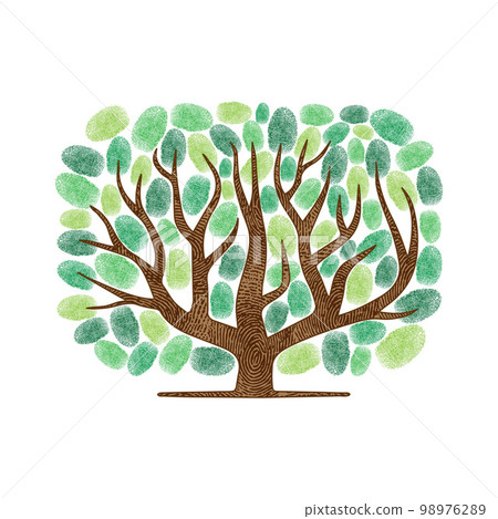 Abstract fingerprints tree silhouettes square 98976289
